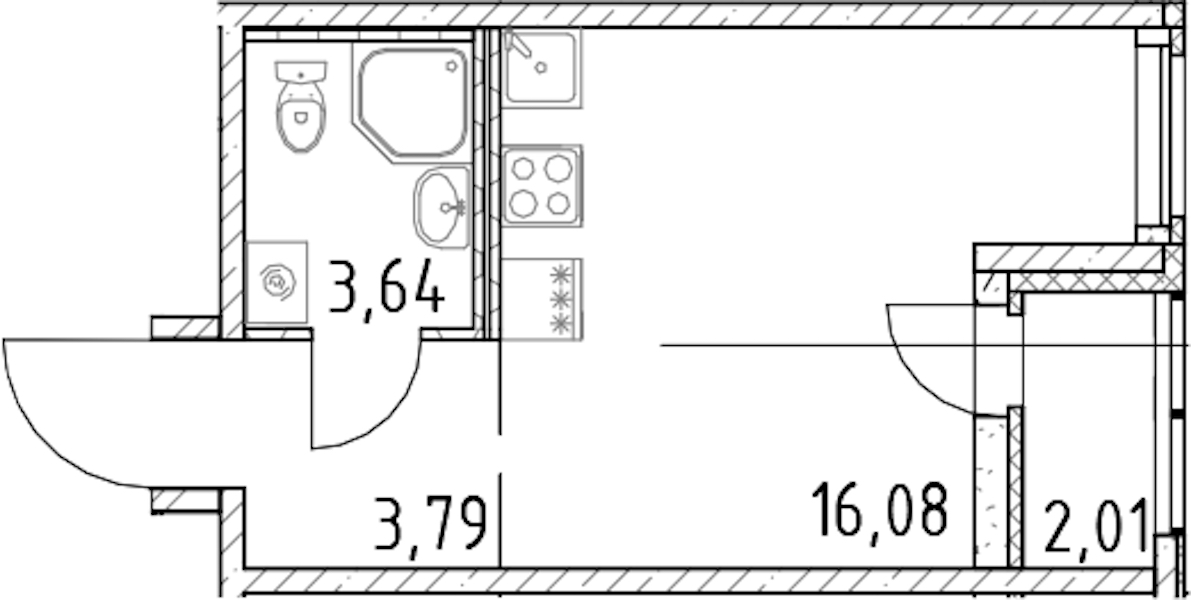 Квартира студия 23.51 м², 18/23 эт., ЖК «Город Первых»